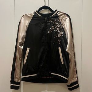 Candy LA cherry blossom satin bomber